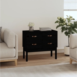 Mueble consola de madera maciza de pino negro 90x40x78 cm