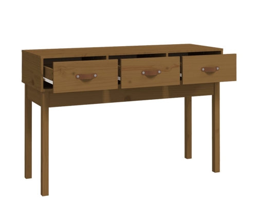 Mesa consola de madera maciza de pino marrón miel 114x40x75 cm