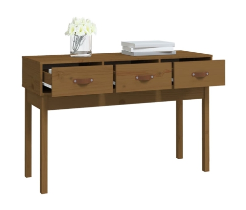 Mesa consola de madera maciza de pino marrón miel 114x40x75 cm