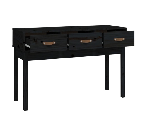 vidaXL Mesa consola madera maciza de pino negro 114x40x75 cm