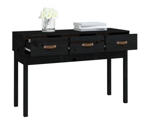 Mesa consola madera maciza de pino negro 114x40x75 cm