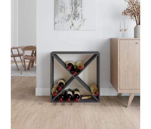 Botellero de madera maciza de pino gris 62x25x62 cm