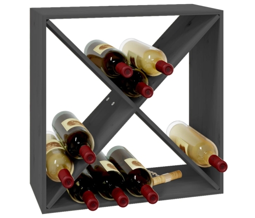 Botellero de madera maciza de pino gris 62x25x62 cm