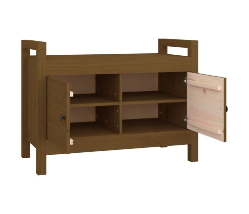 Banco de recibidor madera maciza de pino marrón miel 80x40x60cm