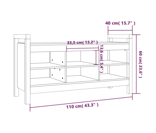 Banco de recibidor madera maciza de pino 110x40x60 cm