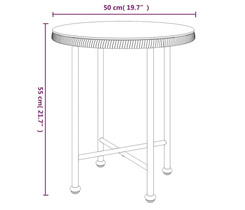 Mesa de comedor de vidrio templado y acero 50 cm