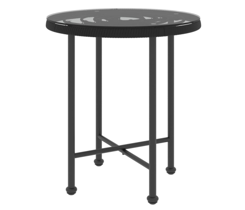 Mesa de comedor de vidrio templado y acero negro Ø50 cm