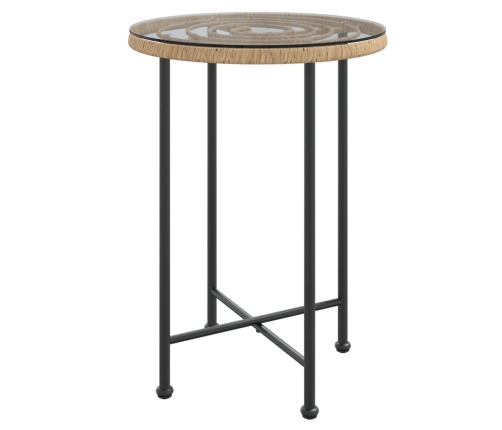 Mesa de comedor de vidrio templado y acero 55 cm