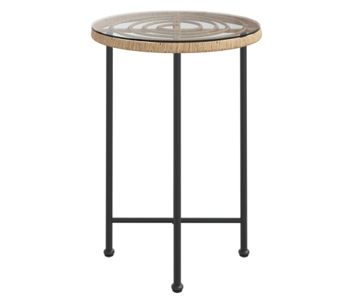 Mesa de comedor de vidrio templado y acero 55 cm