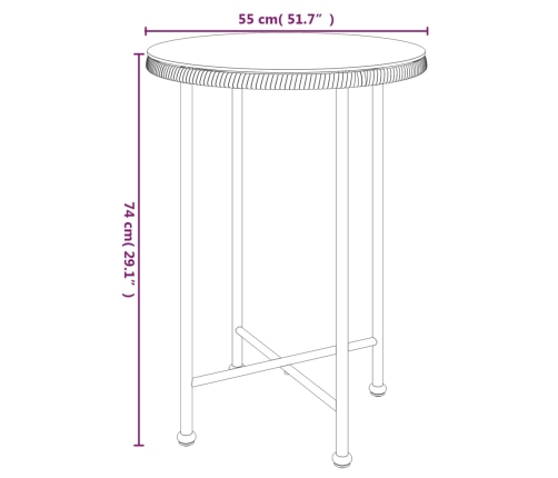 Mesa de comedor de vidrio templado y acero 55 cm