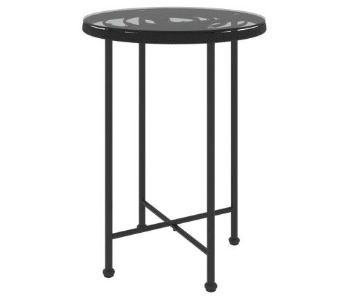 vidaXL Mesa de comedor de vidrio templado y acero negro 55 cm