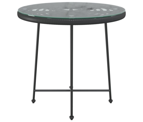 Mesa de comedor de vidrio templado y acero negro 80 cm