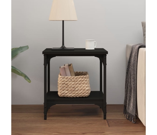 Mesa auxiliar de madera contrachapada negro 40x30x42 cm