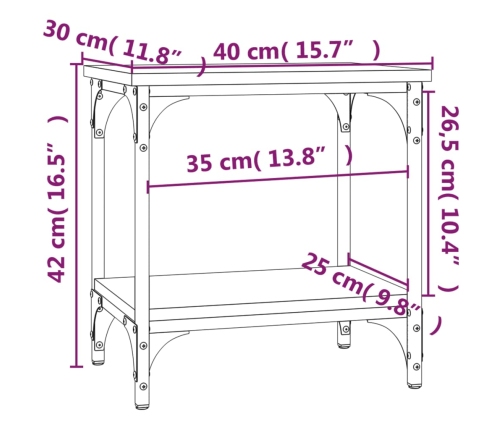 Mesa auxiliar de madera contrachapada negro 40x30x42 cm