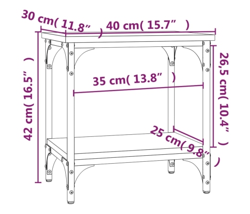 Mesa auxiliar madera contrachapada marrón roble 40x30x42 cm