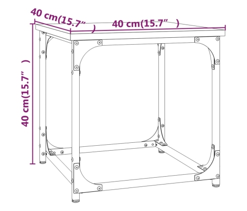 Mesa auxiliar de madera contrachapada marrón roble 40x40x40 cm