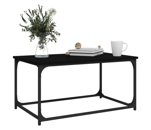 Mesa de centro madera contrachapada y hierro negro 80x50x40 cm