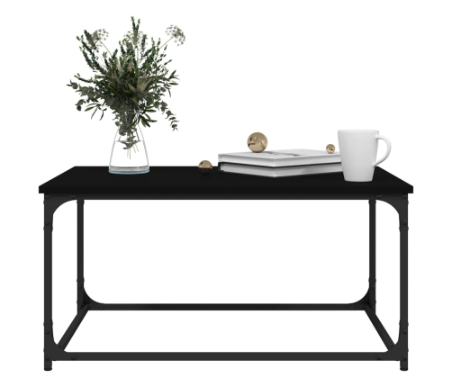 Mesa de centro madera contrachapada y hierro negro 80x50x40 cm