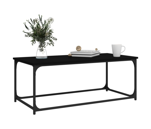 Mesa de centro madera contrachapada y hierro negro 102x50x40 cm