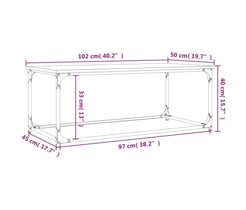 Mesa de centro madera contrachapada y hierro negro 102x50x40 cm