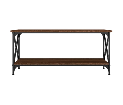 vidaXL Mesa de centro madera y hierro roble marrón 100x45x45 cm