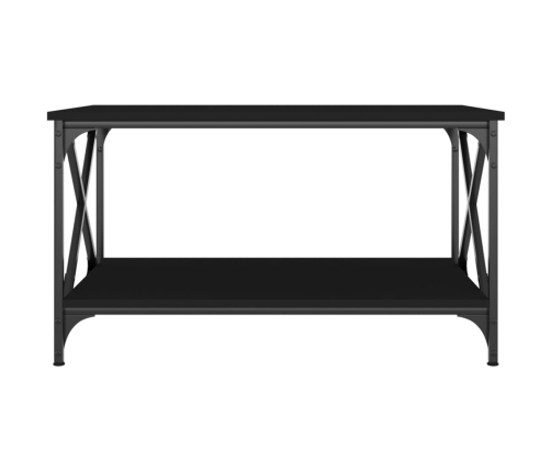 vidaXL Mesa de centro madera contrachapada y hierro negro 80x50x45 cm