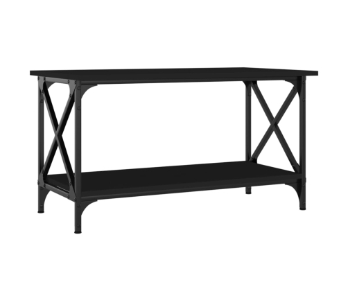 vidaXL Mesa de centro madera contrachapada y hierro negro 80x45x45 cm