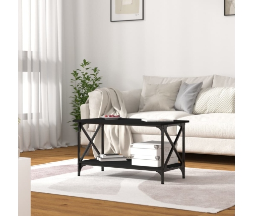 vidaXL Mesa de centro madera contrachapada y hierro negro 80x45x45 cm