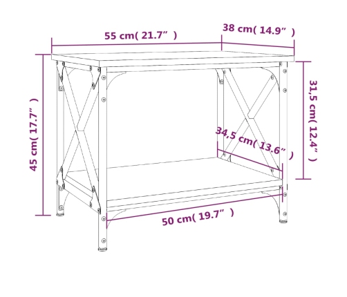 Mesa auxiliar de madera contrachapada negro 55x38x45 cm