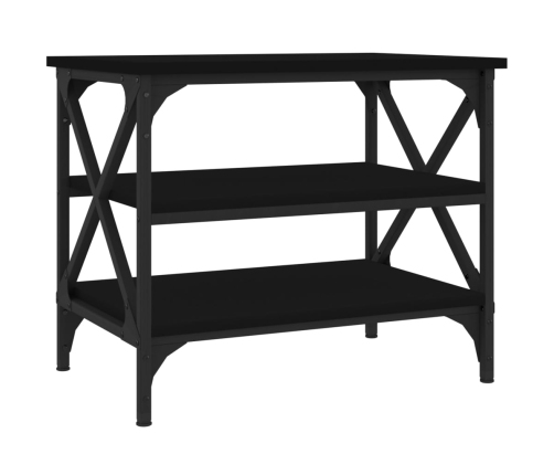 Mesa auxiliar de madera contrachapada negro 55x38x45 cm