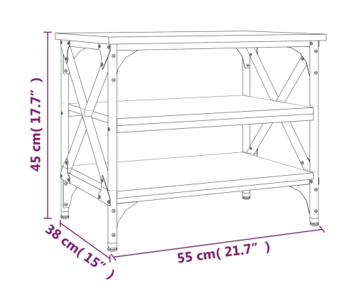 Mesa auxiliar de madera contrachapada negro 55x38x45 cm