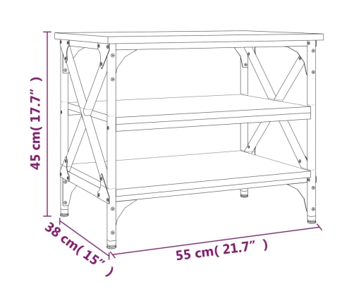 vidaXL Mesa auxiliar madera contrachapada marrón roble 55x38x45 cm