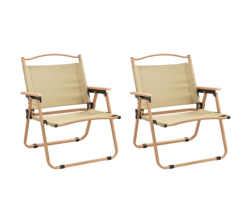 Sillas de camping 2 uds tela Oxford beige 54x43x59 cm