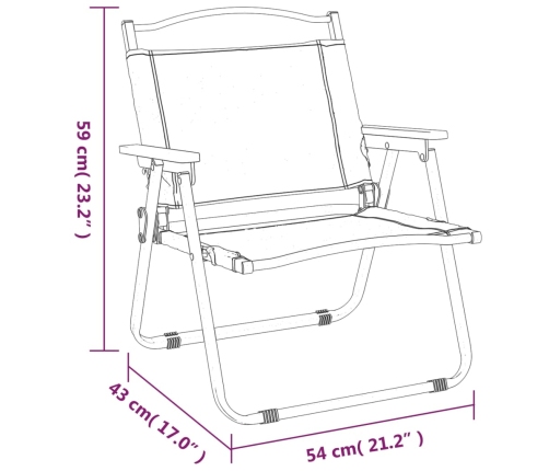 vidaXL Sillas de camping 2 uds tela Oxford beige 54x43x59 cm