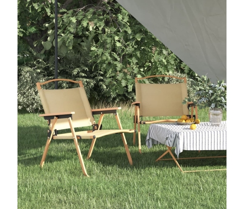 Sillas de camping 2 uds tela Oxford beige 54x43x59 cm