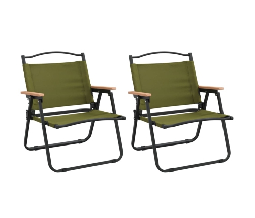 Sillas de camping 2 uds tela Oxford verde 54x43x59 cm