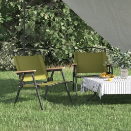 Sillas de camping 2 uds tela Oxford verde 54x43x59 cm