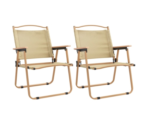 Sillas de camping 2 uds tela Oxford beige 54x55x78 cm