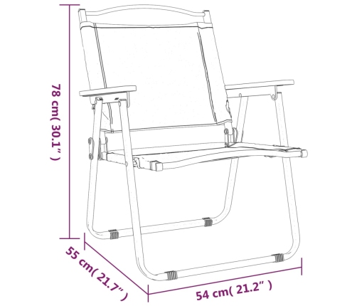 Sillas de camping 2 uds tela Oxford beige 54x55x78 cm