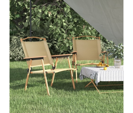 vidaXL Sillas de camping 2 uds tela Oxford beige 54x55x78 cm