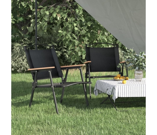 Sillas de camping 2 uds tela Oxford negro 54x55x78 cm