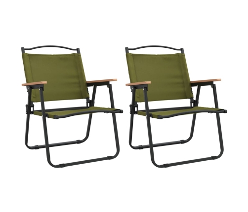 Sillas de camping 2 uds tela Oxford verde 54x55x78 cm