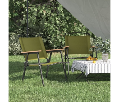 Sillas de camping 2 uds tela Oxford verde 54x55x78 cm