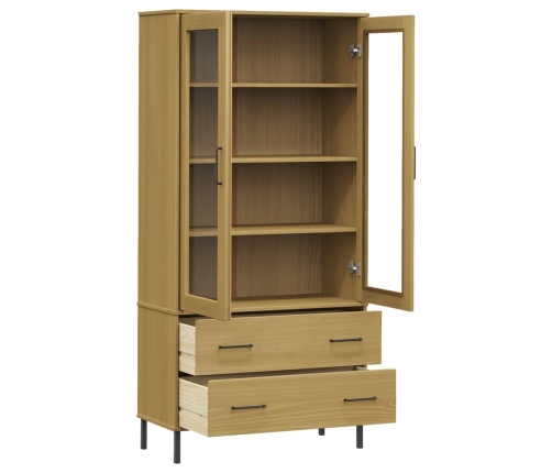 Librería patas de metal OSLO madera maciza marrón 85x35x172,5cm