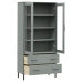 vidaXL Librería patas de metal OSLO madera maciza gris 85x35x172,5cm