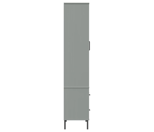 vidaXL Librería patas de metal OSLO madera maciza gris 85x35x172,5cm