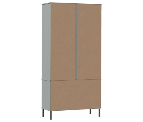 vidaXL Librería patas de metal OSLO madera maciza gris 85x35x172,5cm