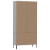 vidaXL Librería patas de metal OSLO madera maciza gris 85x35x172,5cm