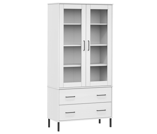 Librería patas de metal OSLO madera maciza blanco 85x35x172,5cm