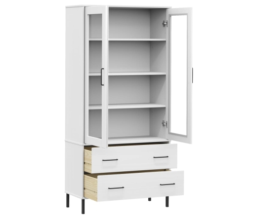 Librería patas de metal OSLO madera maciza blanco 85x35x172,5cm